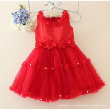 robe de vente chaude rouge pour l&#39;âge 3-8 Y / enfants robes de soirée en gros chaud nouvelles perles belles robes scolaires parties